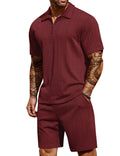COOFANDY Men's 2 Pieces Outfits Casual Quarter Zip Polo Shirt and Shorts Set Athletic Jogging Summer Tracksuit COMFORT BOUTIQUE