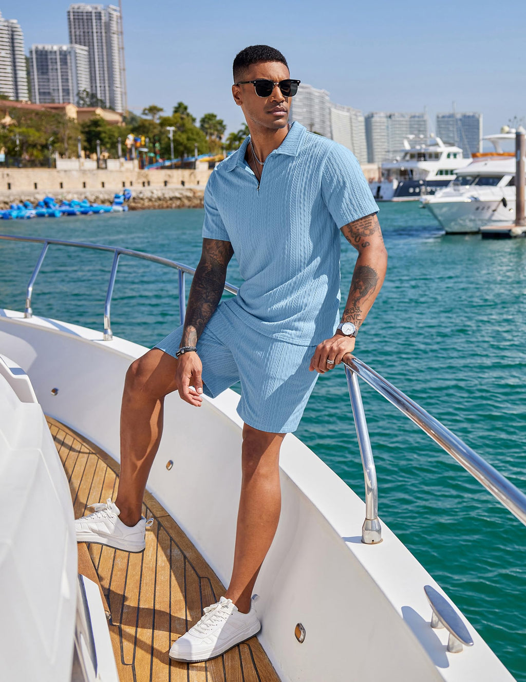 COOFANDY Men's 2 Pieces Outfits Casual Quarter Zip Polo Shirt and Shorts Set Athletic Jogging Summer Tracksuit COMFORT BOUTIQUE