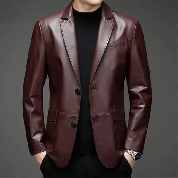 Spring Genuine Leather Jacket Men Top Layer Cowhide Suit Business Casual Coat Slim Leather Clothes for Men Clothing Abrigos FCY
