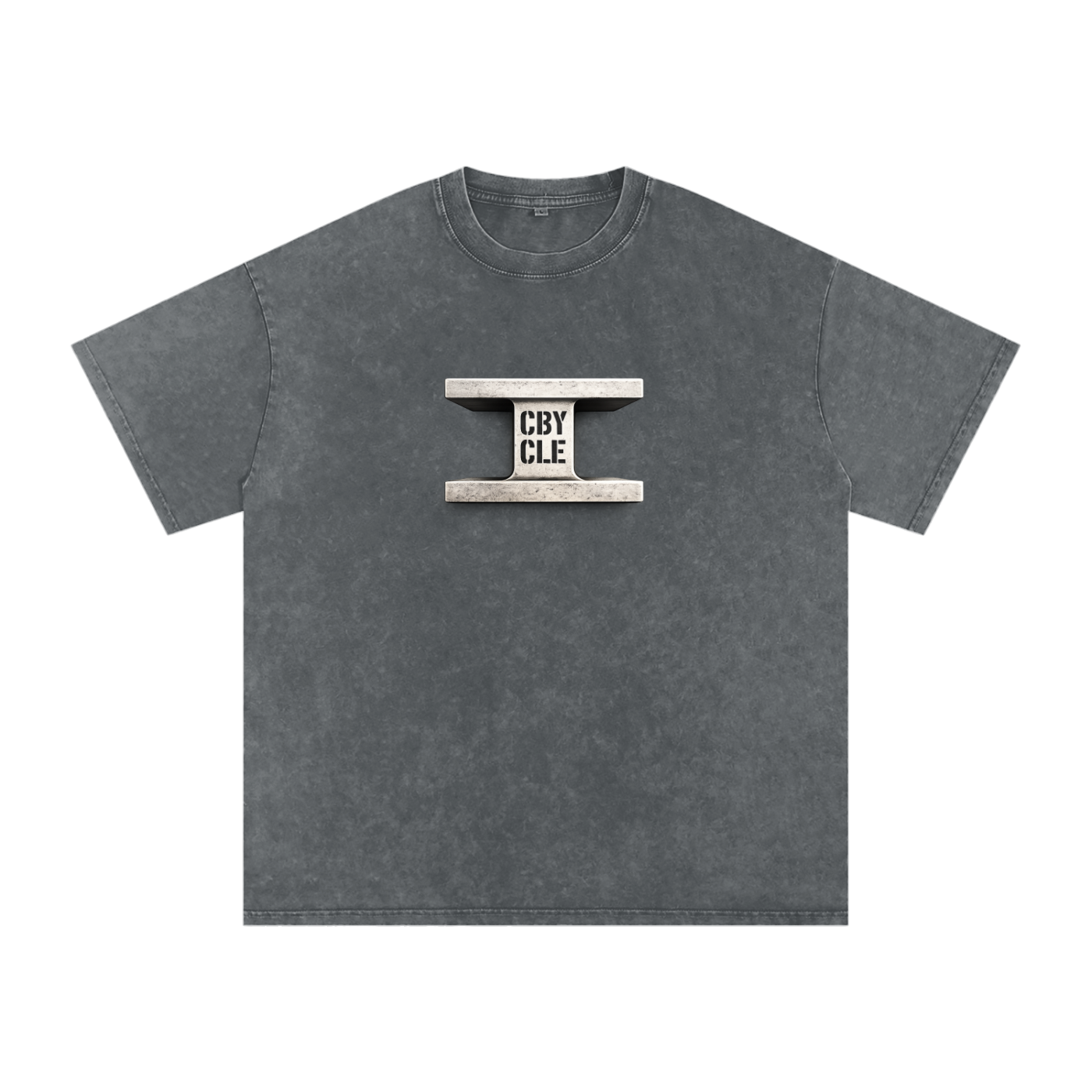 CBY CLE Steel Mark Oversized Tee — Snow Wash Cranberry's