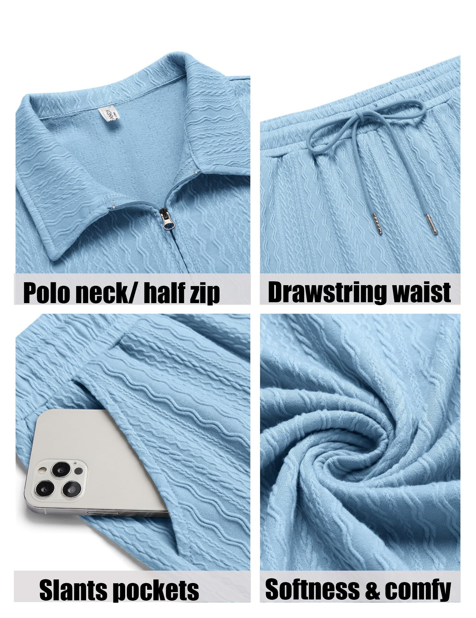 COOFANDY Men's 2 Pieces Outfits Casual Quarter Zip Polo Shirt and Shorts Set Athletic Jogging Summer Tracksuit COMFORT BOUTIQUE