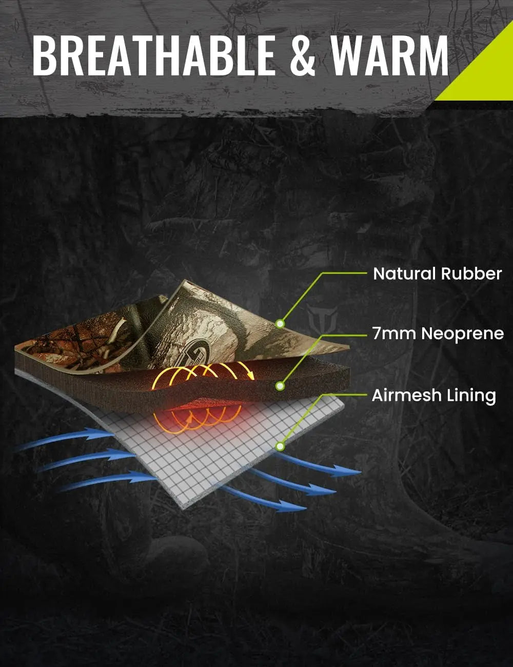 Rubber Hunting Boots, Waterproof Insulated Next Camo G2 Warm Rubber Boots with 7