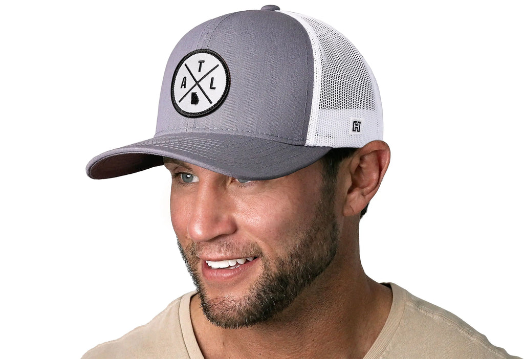 Atlanta Trucker Hat  |  Gray-White ATL X Snapback Haka Hat