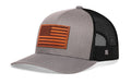 American Flag Trucker Hat Leather  |  Gray-Black USA Snapback Haka Hat