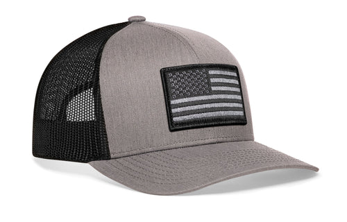 American Flag Trucker Hat  |  Gray-Black USA Tactical Snapback Haka Hat