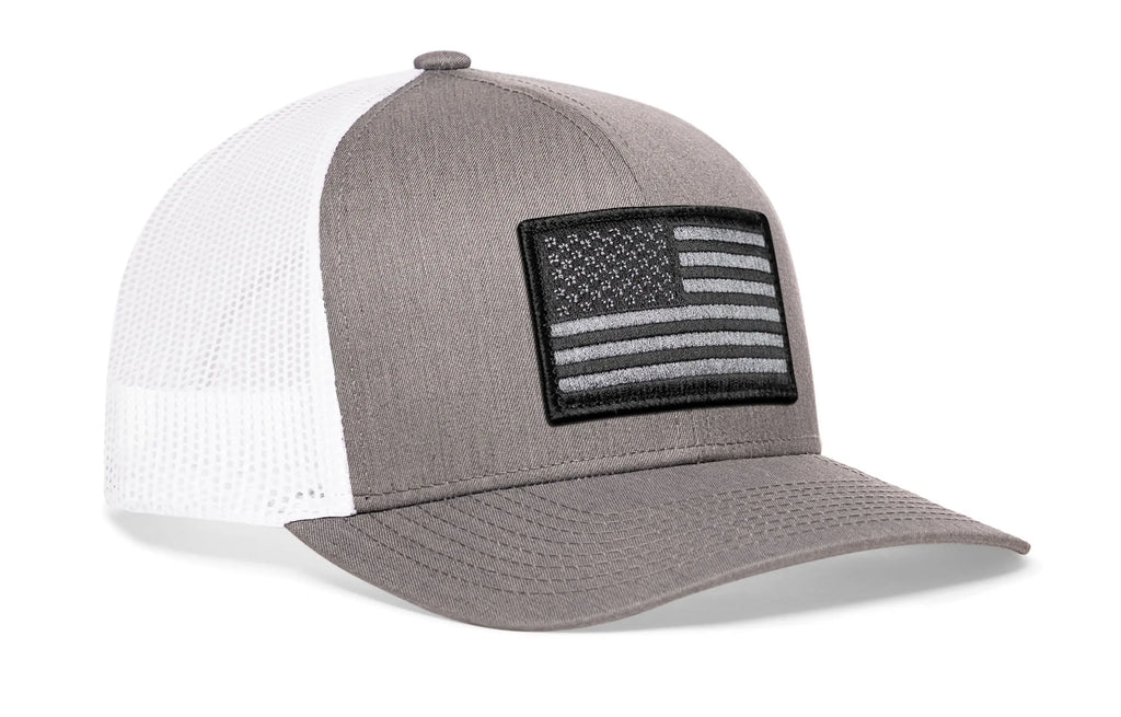 American Flag Trucker Hat  |  Gray-White USA Tactical Snapback Haka Hat