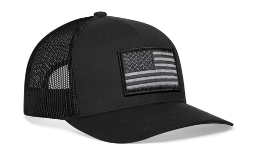 American Flag Trucker Hat  |  Black USA Tactical Snapback Haka Hat