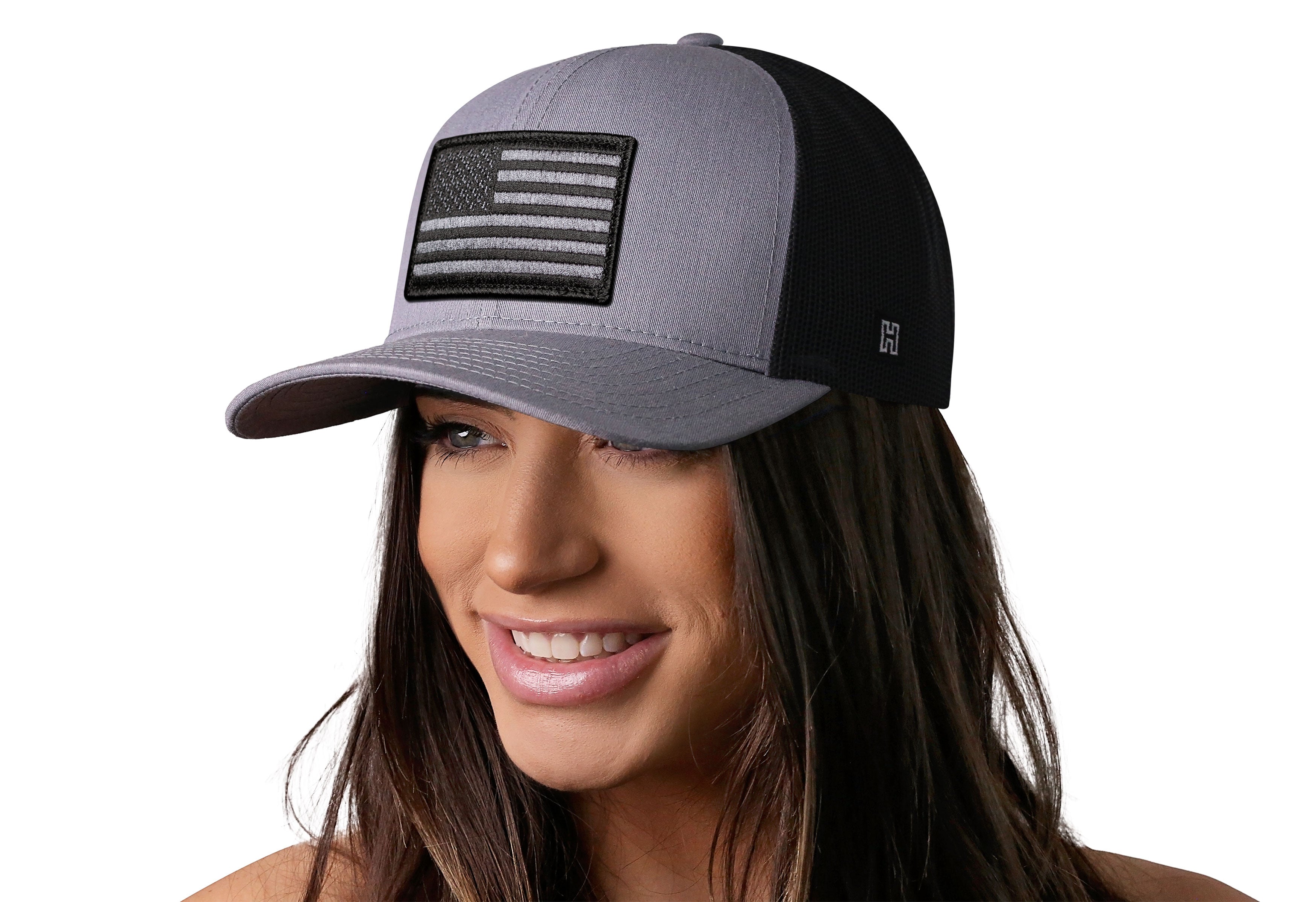 American Flag Trucker Hat  |  Gray-Black USA Tactical Snapback Haka Hat