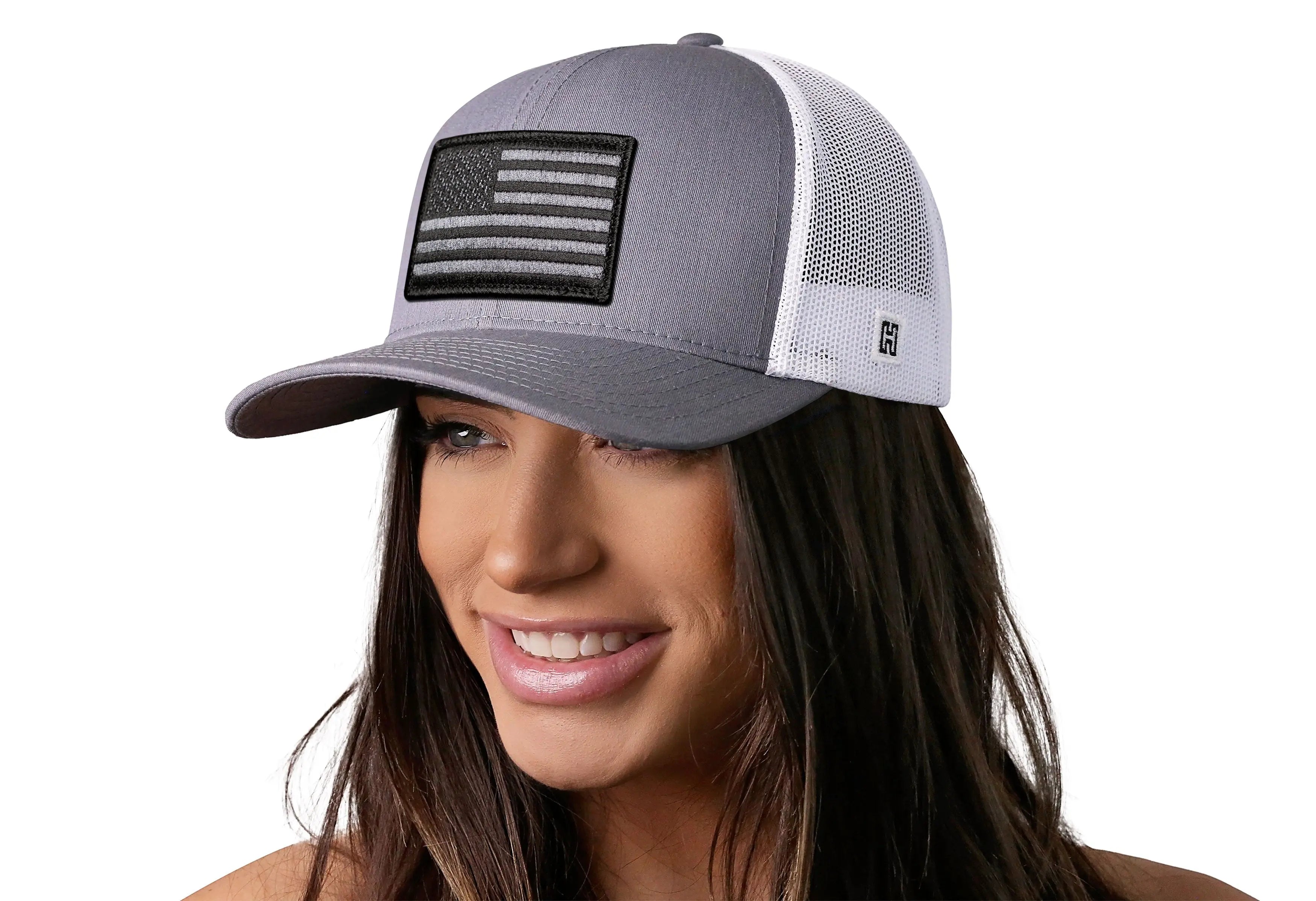 American Flag Trucker Hat  |  Gray-White USA Tactical Snapback Haka Hat