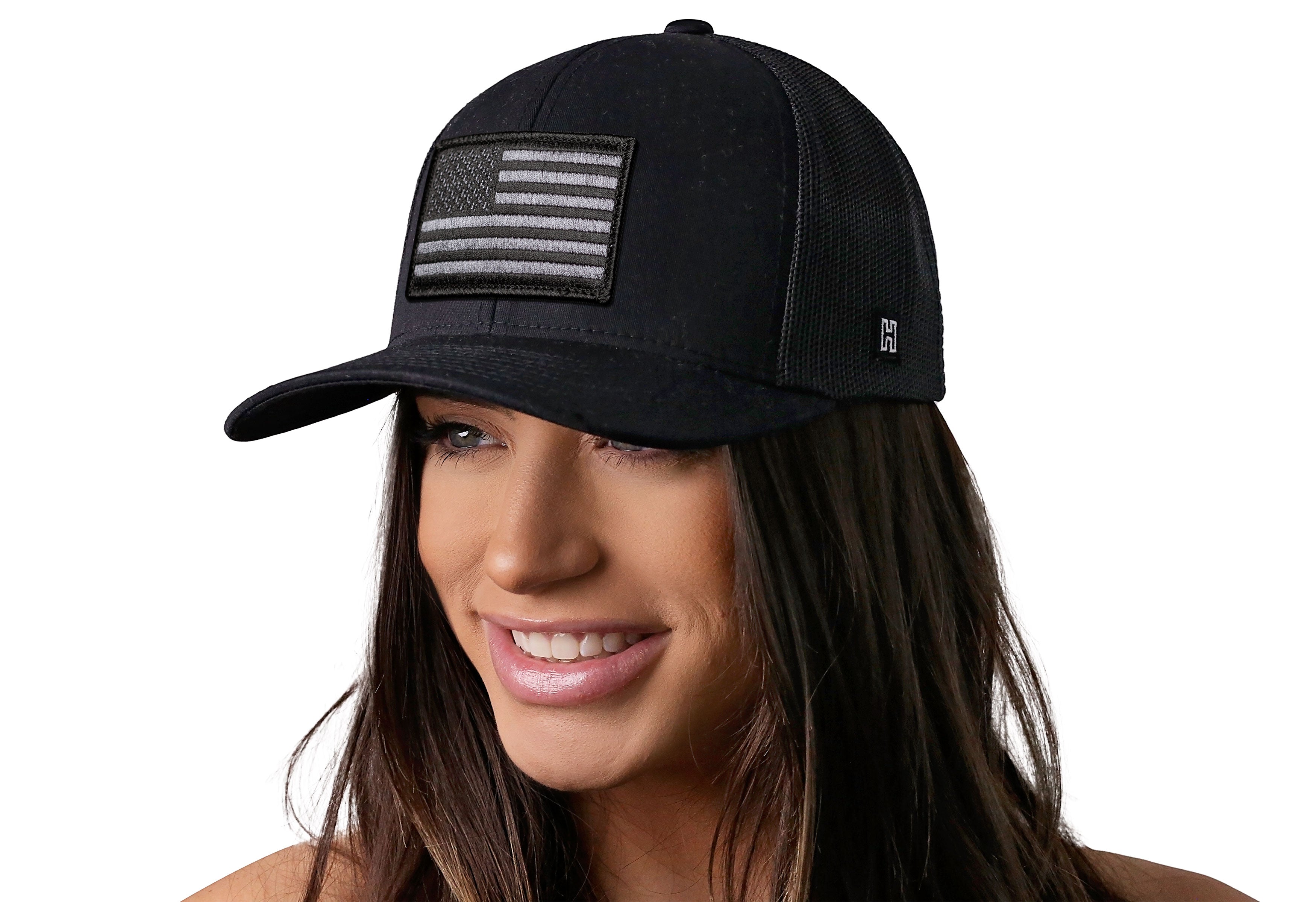 American Flag Trucker Hat  |  Black USA Tactical Snapback Haka Hat