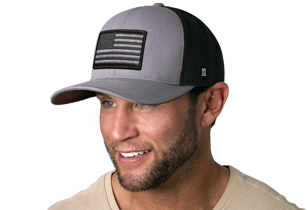 American Flag Trucker Hat  |  Gray-Black USA Tactical Snapback Haka Hat
