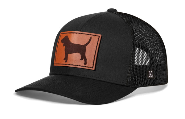 Beagle Trucker Hat Leather  |  Black Dog Snapback Haka Hat