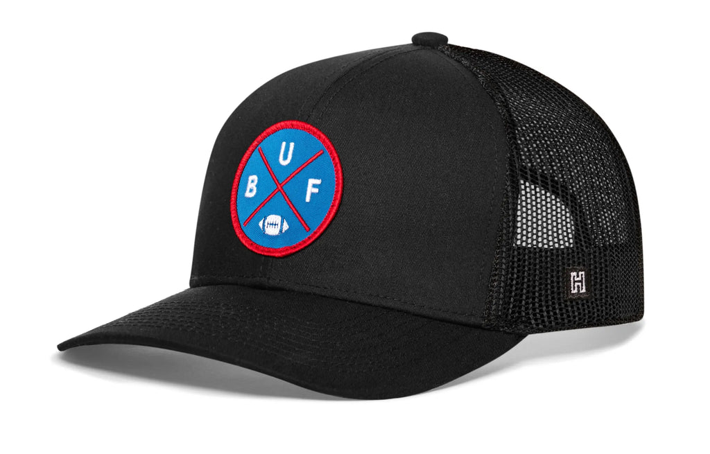 Buffalo Trucker Hat  |  Black BUF X Football Snapback Haka Hat