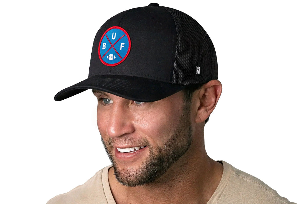 Buffalo Trucker Hat  |  Black BUF X Football Snapback Haka Hat