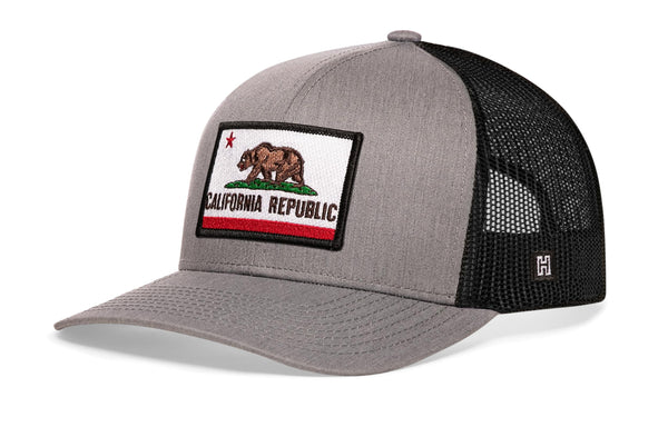 California Flag Trucker Hat  |  Gray-Black CA Snapback Haka Hat