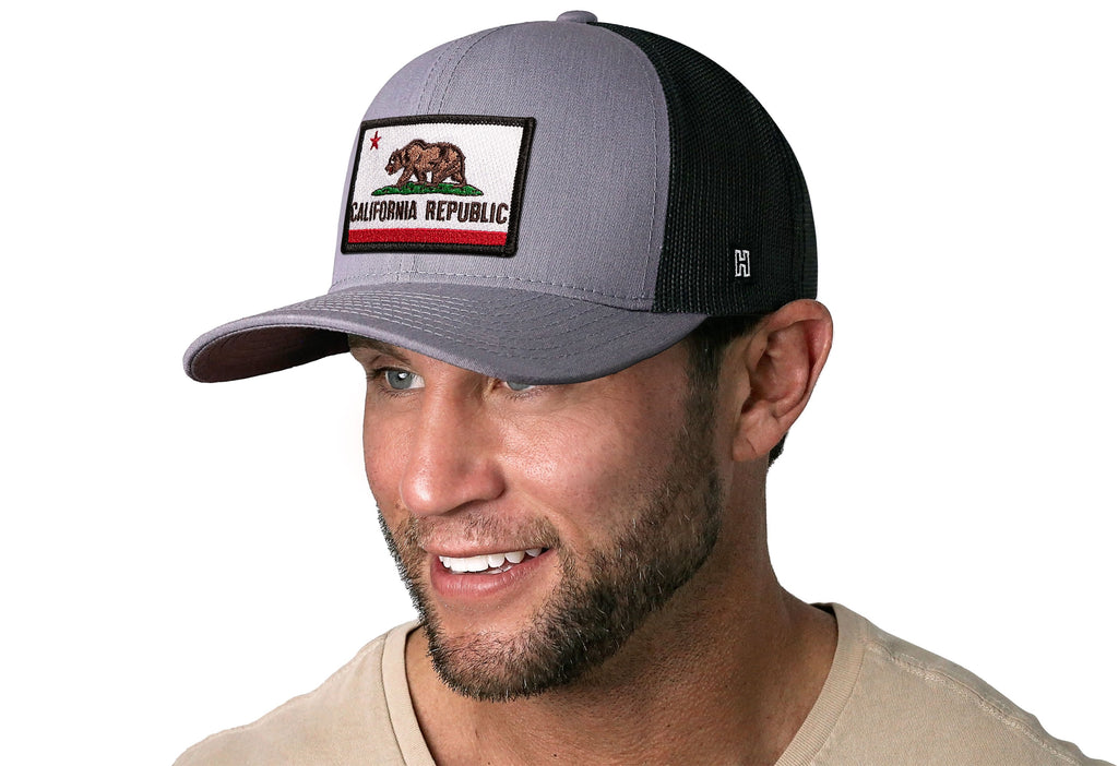 California Flag Trucker Hat  |  Gray-Black CA Snapback Haka Hat