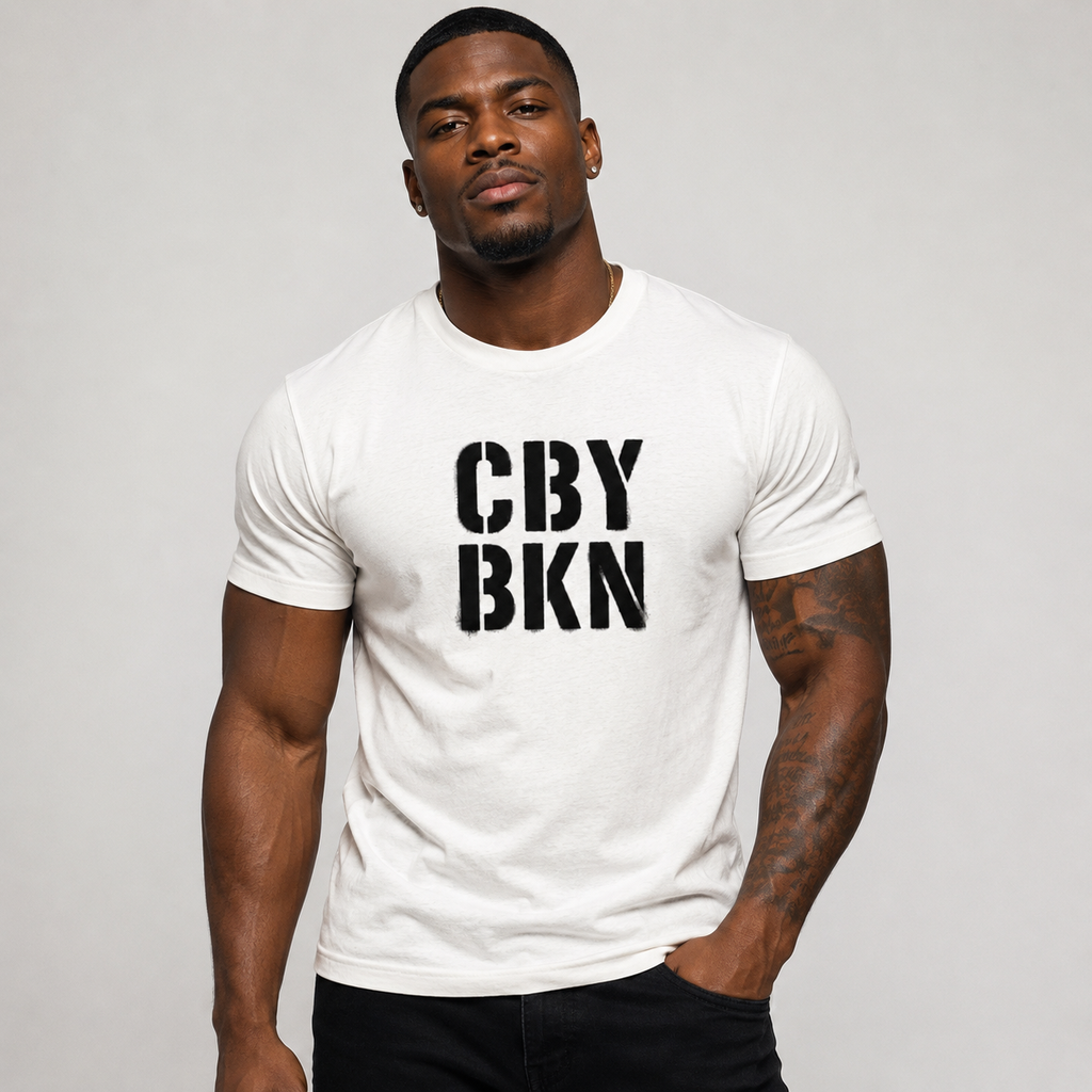 Cranberry's CBY BKN Stencil Tee — White & Oatmeal Cranberry's