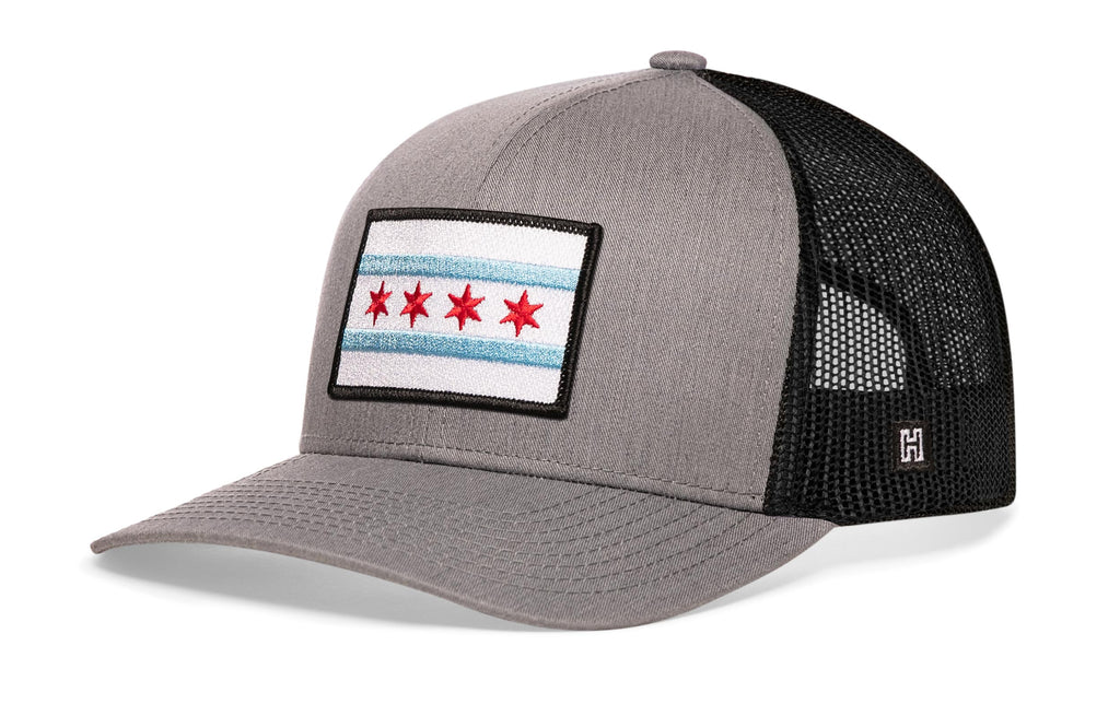 Chicago Flag Trucker Hat — Gray-Black City Snapback Haka Hat
