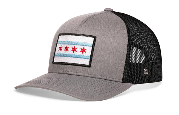 Chicago Flag Trucker Hat — Gray-Black City Snapback Haka Hat