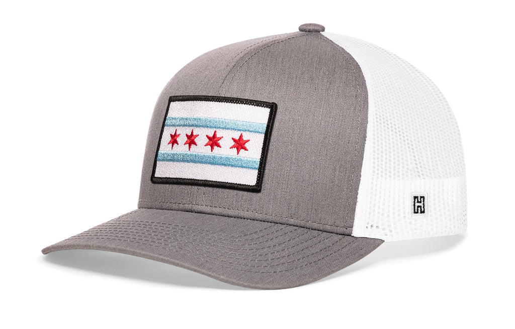 Chicago Flag Trucker Hat  |  Gray-White City Snapback Haka Hat