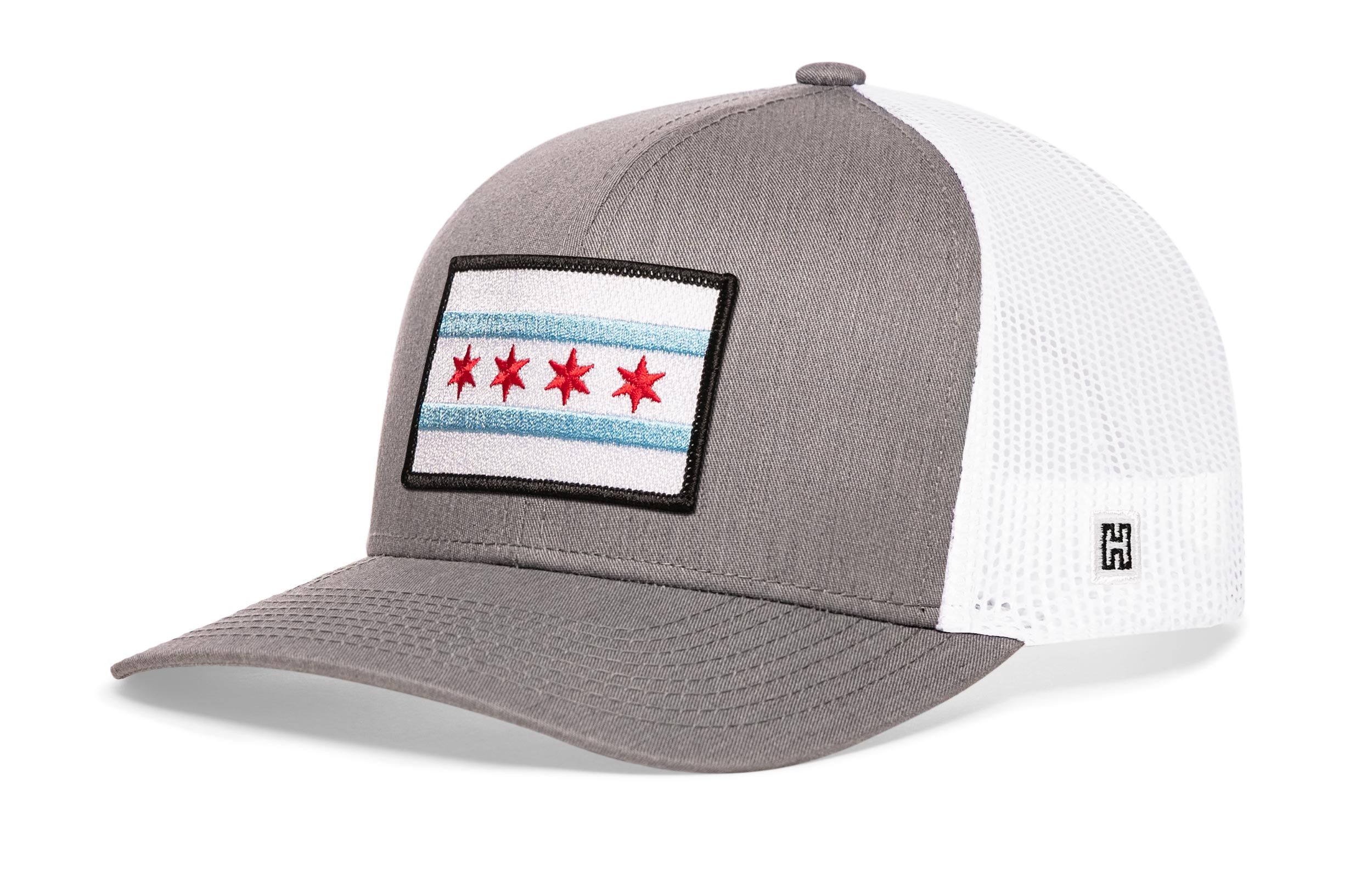 Chicago Flag Trucker Hat  |  Gray-White City Snapback Haka Hat