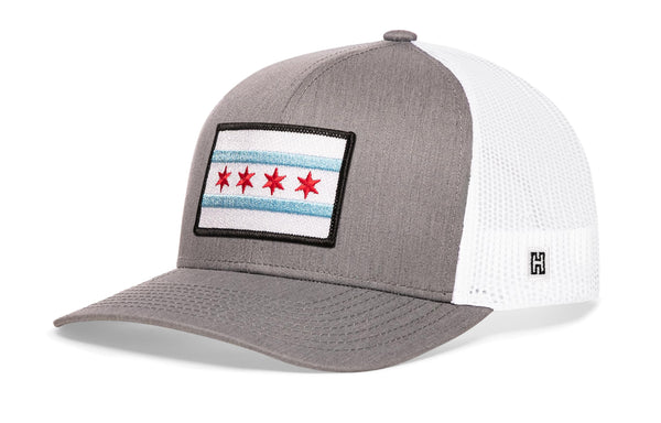 Chicago Flag Trucker Hat  |  Gray-White City Snapback Haka Hat