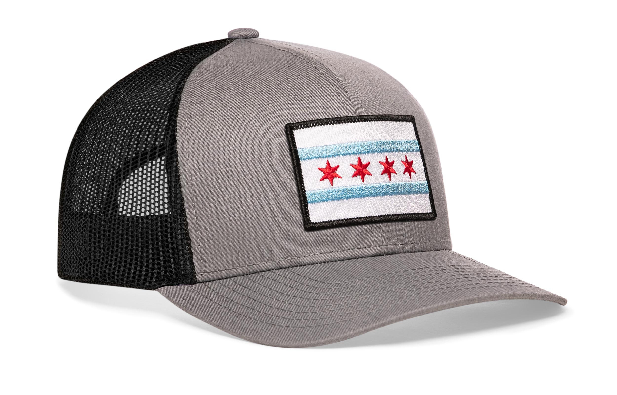 Chicago Flag Trucker Hat — Gray-Black City Snapback Haka Hat