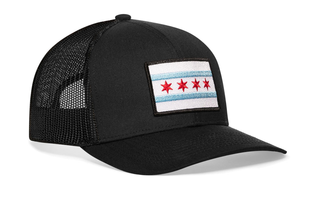 Chicago Flag Trucker Hat — Black City Snapback Haka Hat