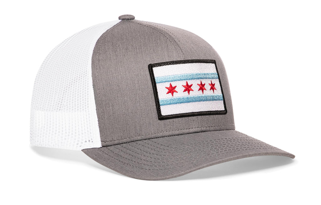 Chicago Flag Trucker Hat  |  Gray-White City Snapback Haka Hat