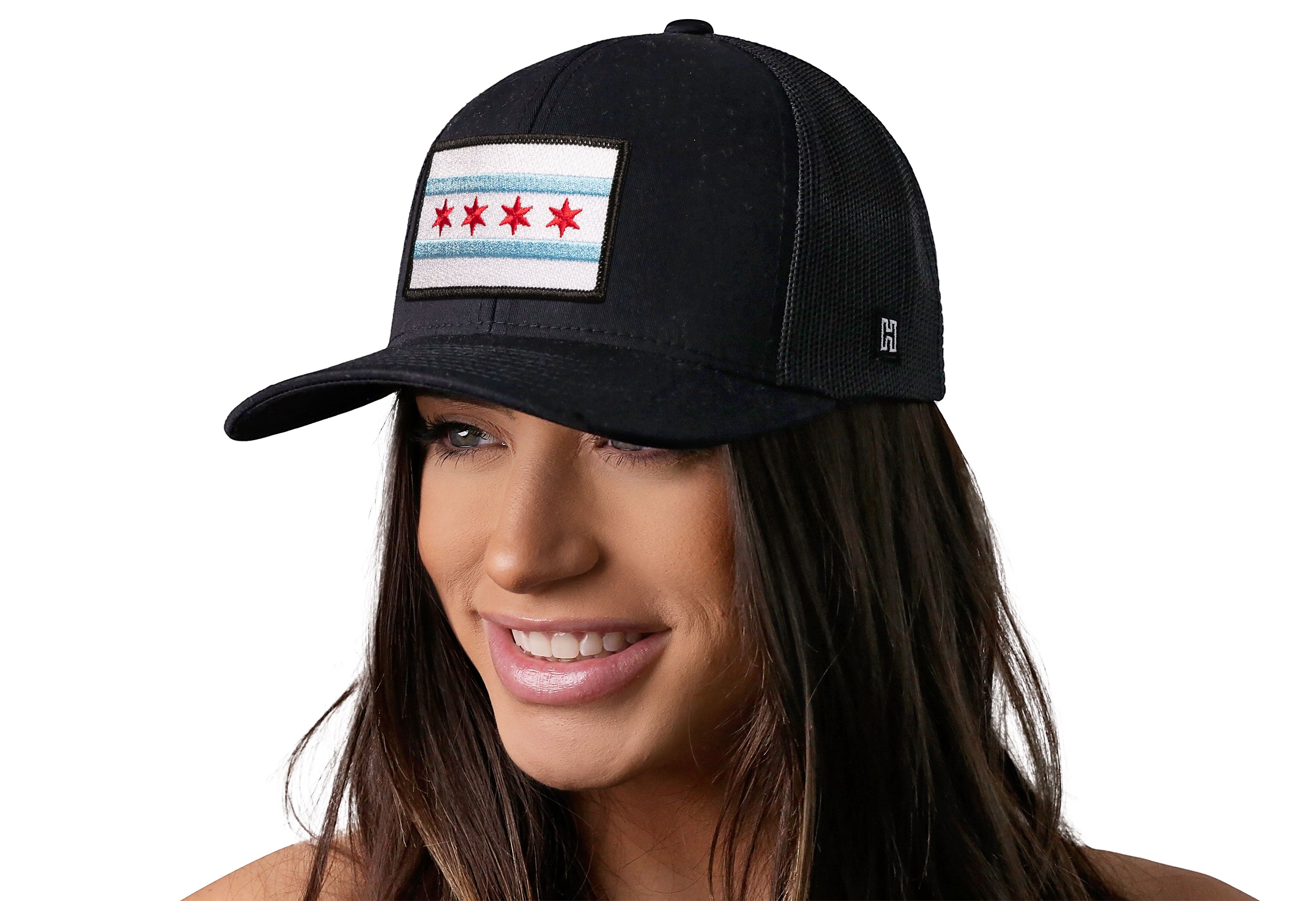 Chicago Flag Trucker Hat — Black City Snapback Haka Hat