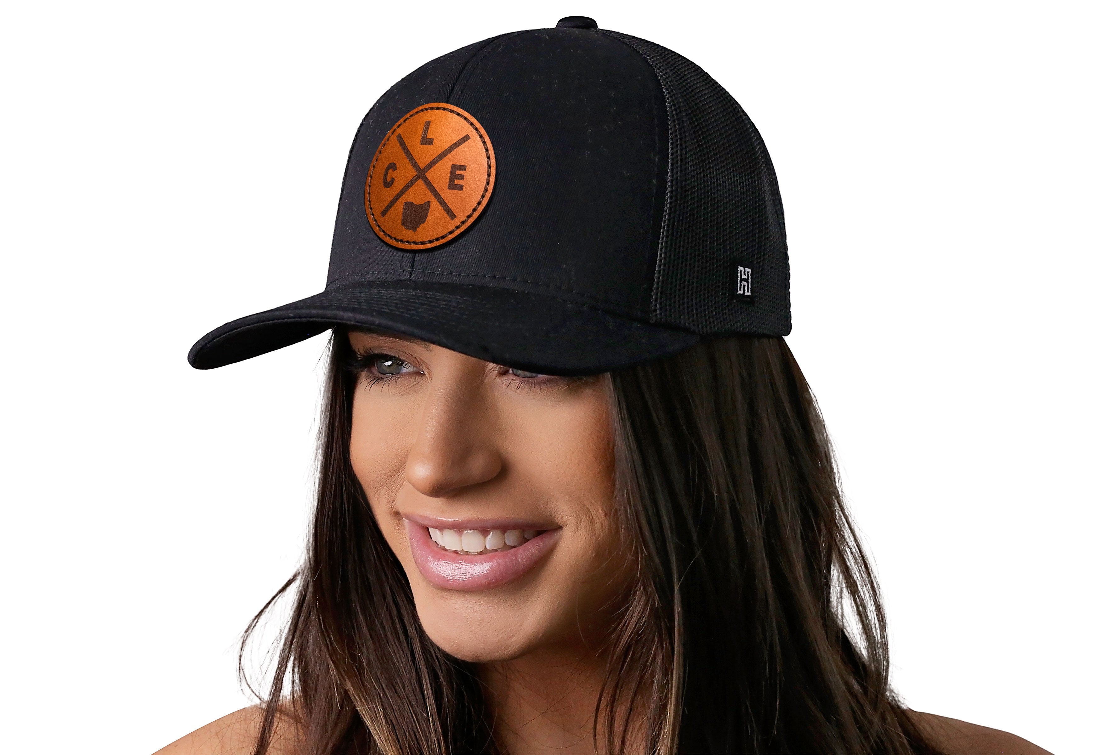 Cleveland Leather Trucker Hat — Black CLE X Snapback Haka Hat