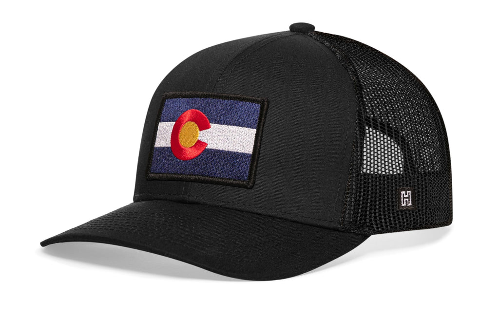 Colorado Flag Trucker Hat — Black CO Snapback Haka Hat