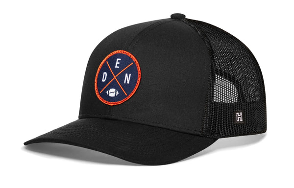 Denver Trucker Hat  |  Black DEN X Football Snapback Haka Hat
