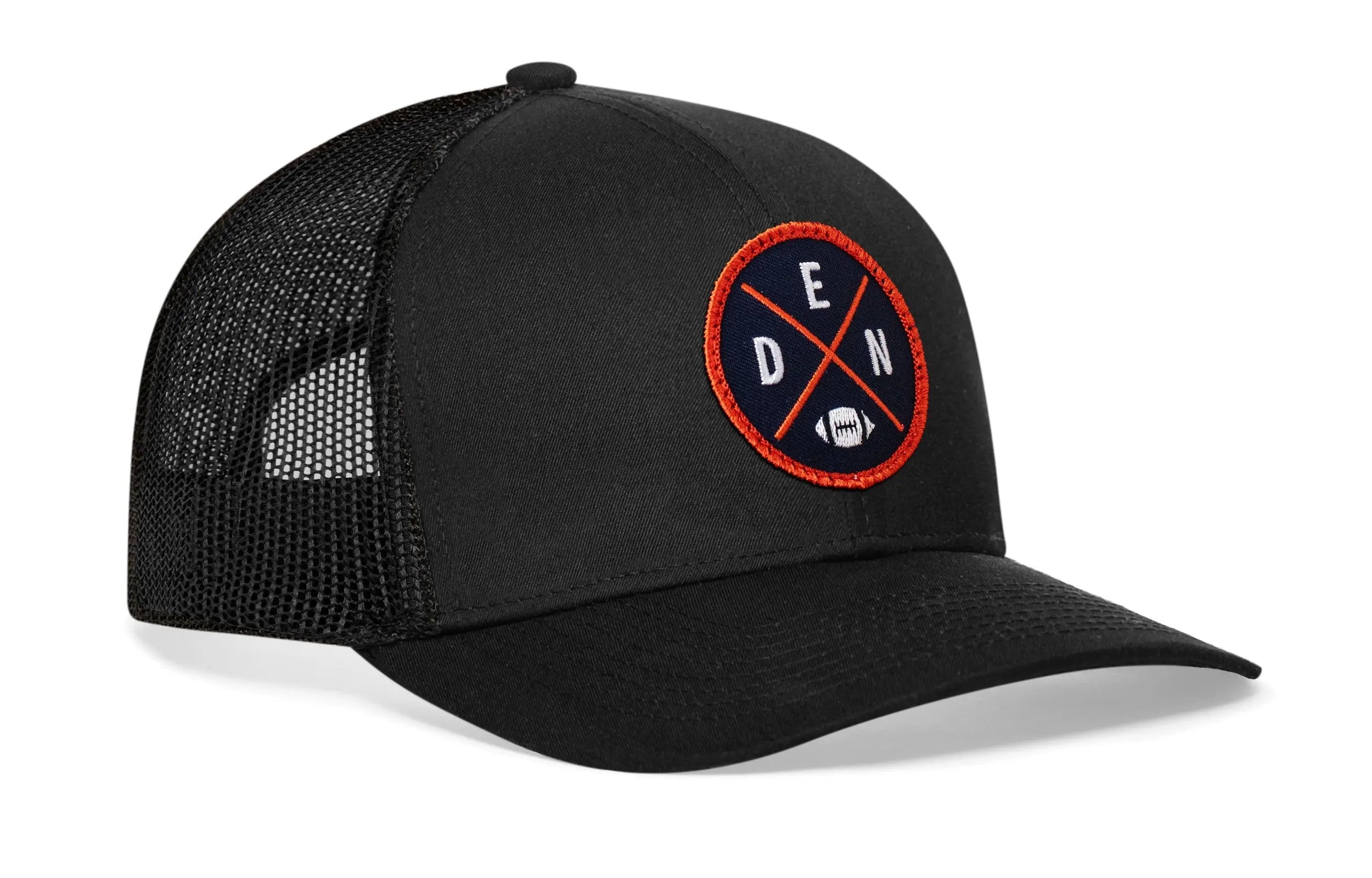 Denver Trucker Hat  |  Black DEN X Football Snapback Haka Hat
