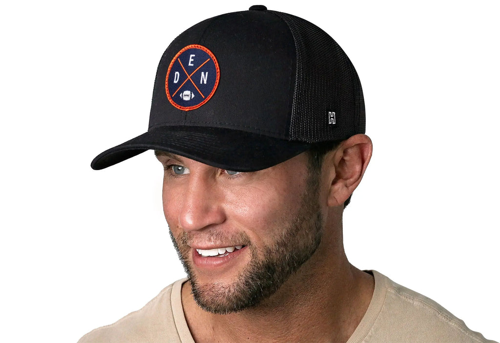 Denver Trucker Hat  |  Black DEN X Football Snapback Haka Hat