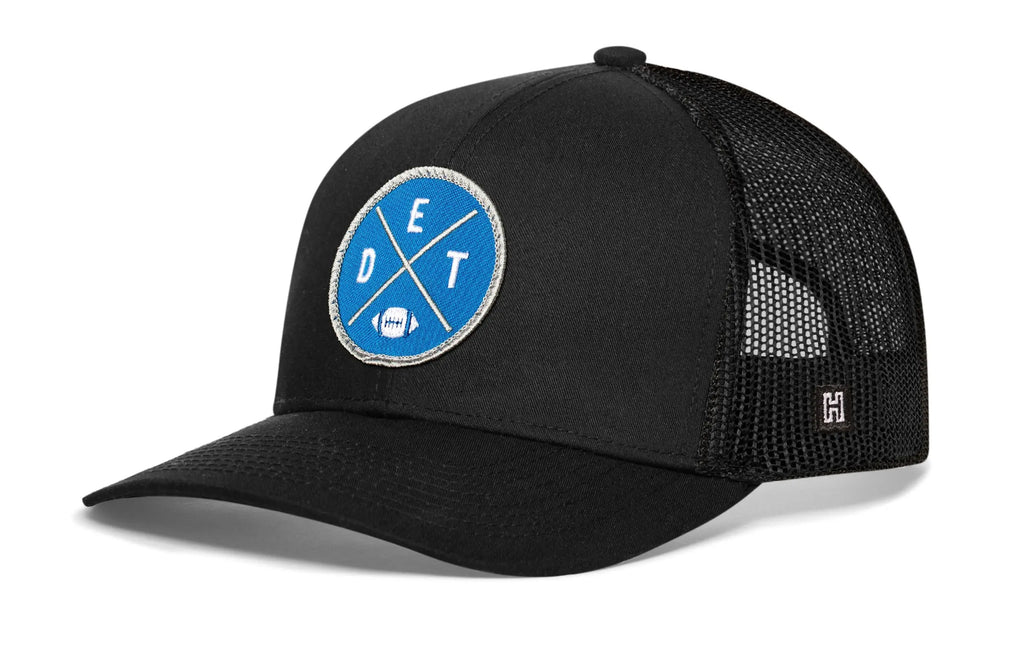 Detroit Trucker Hat  |  Black DET X Football Snapback Haka Hat
