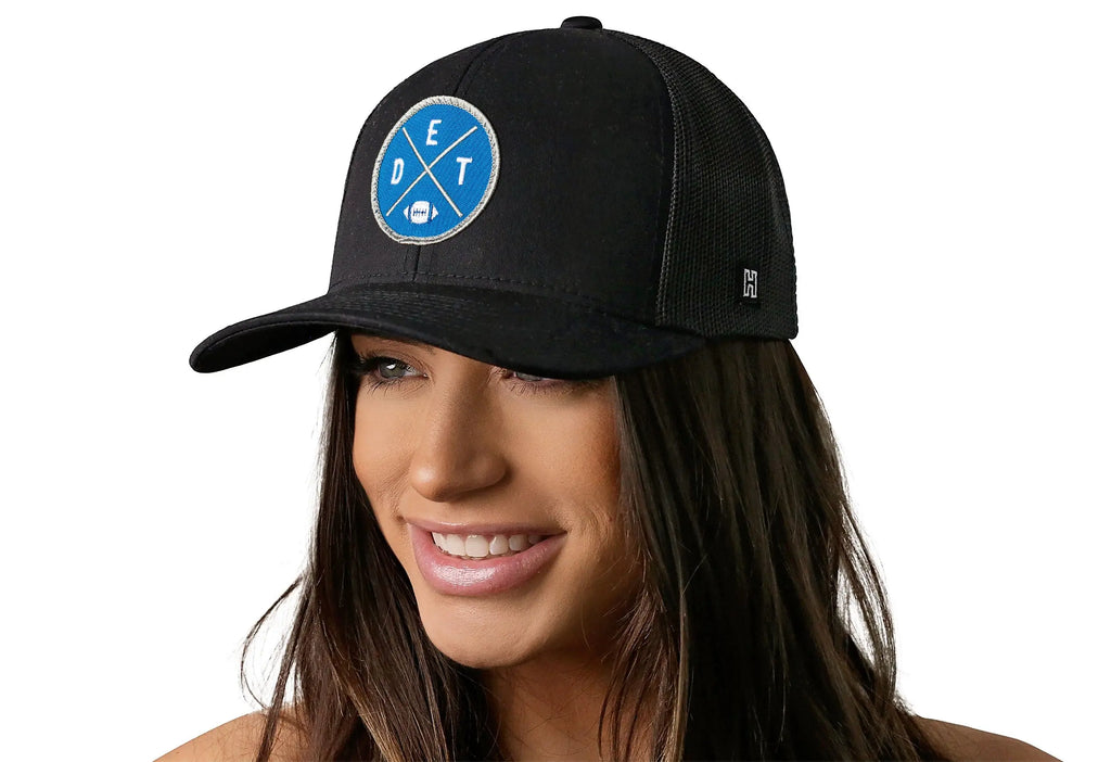Detroit Trucker Hat  |  Black DET X Football Snapback Haka Hat