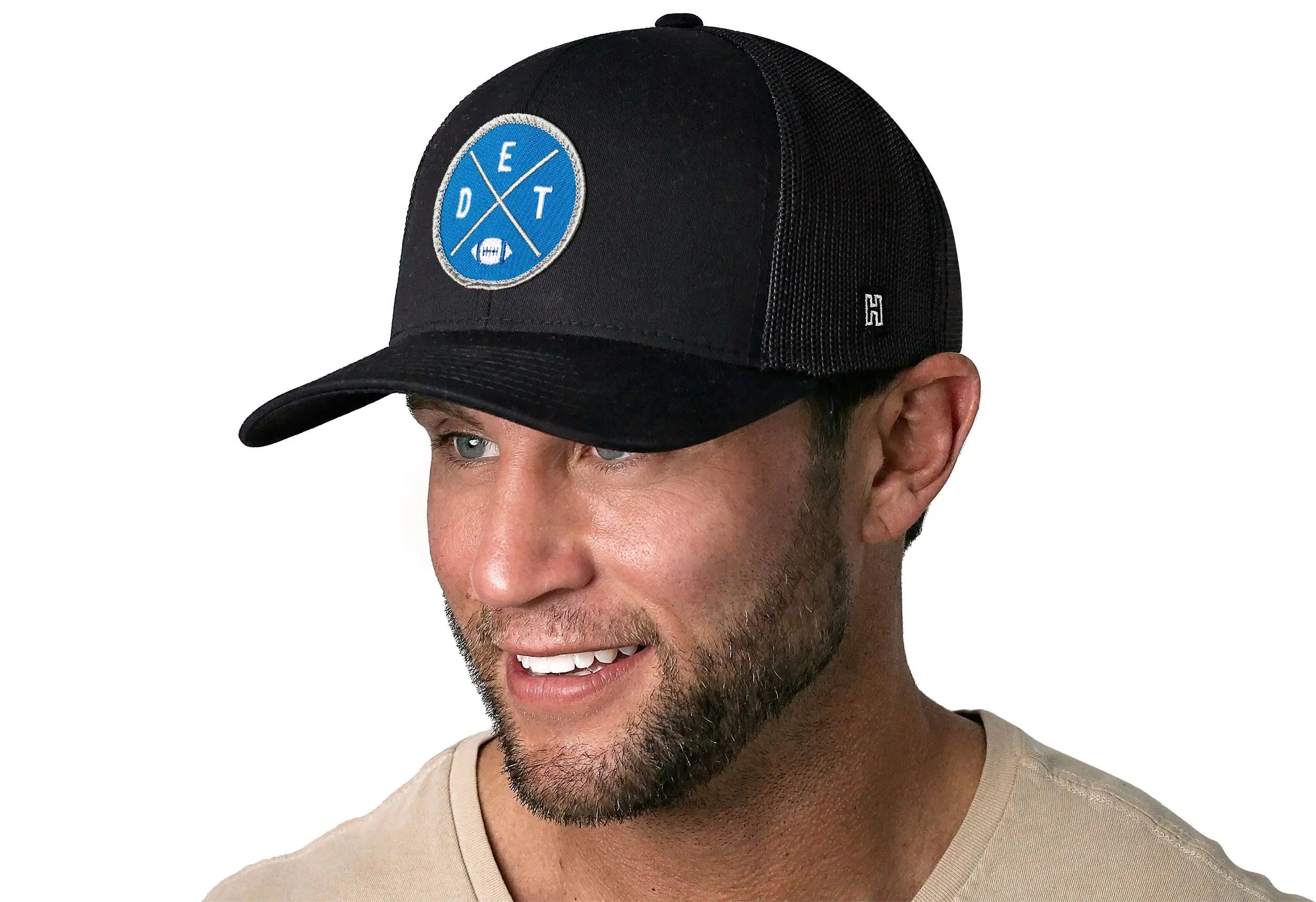 Detroit Trucker Hat  |  Black DET X Football Snapback Haka Hat