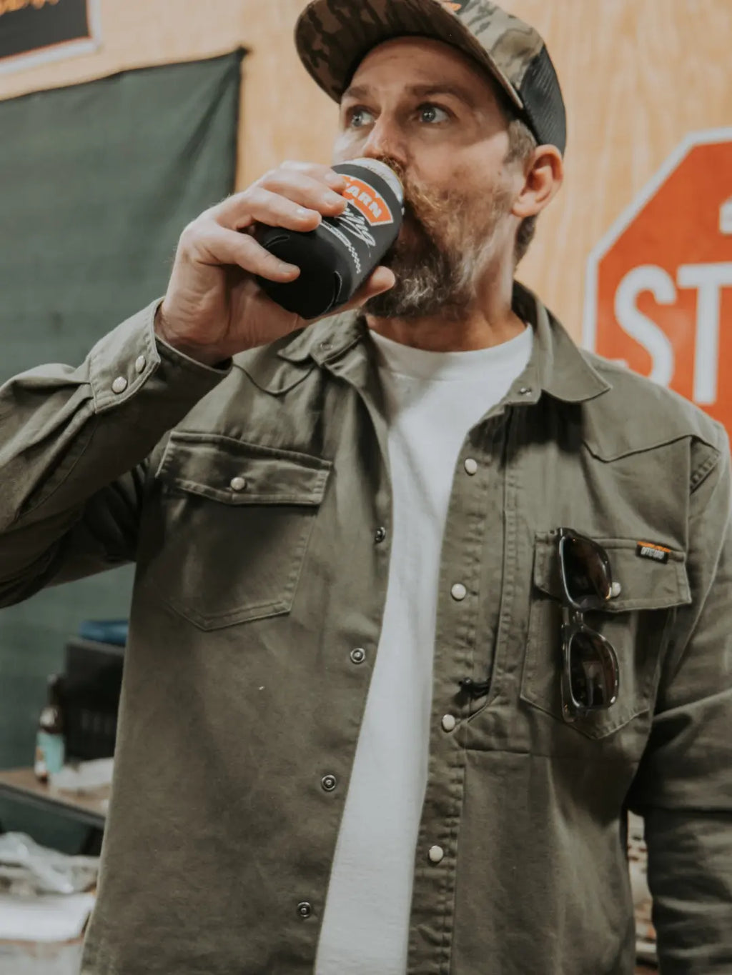 Earl Denim Shirt - Dusty Olive Off The Grid Surplus