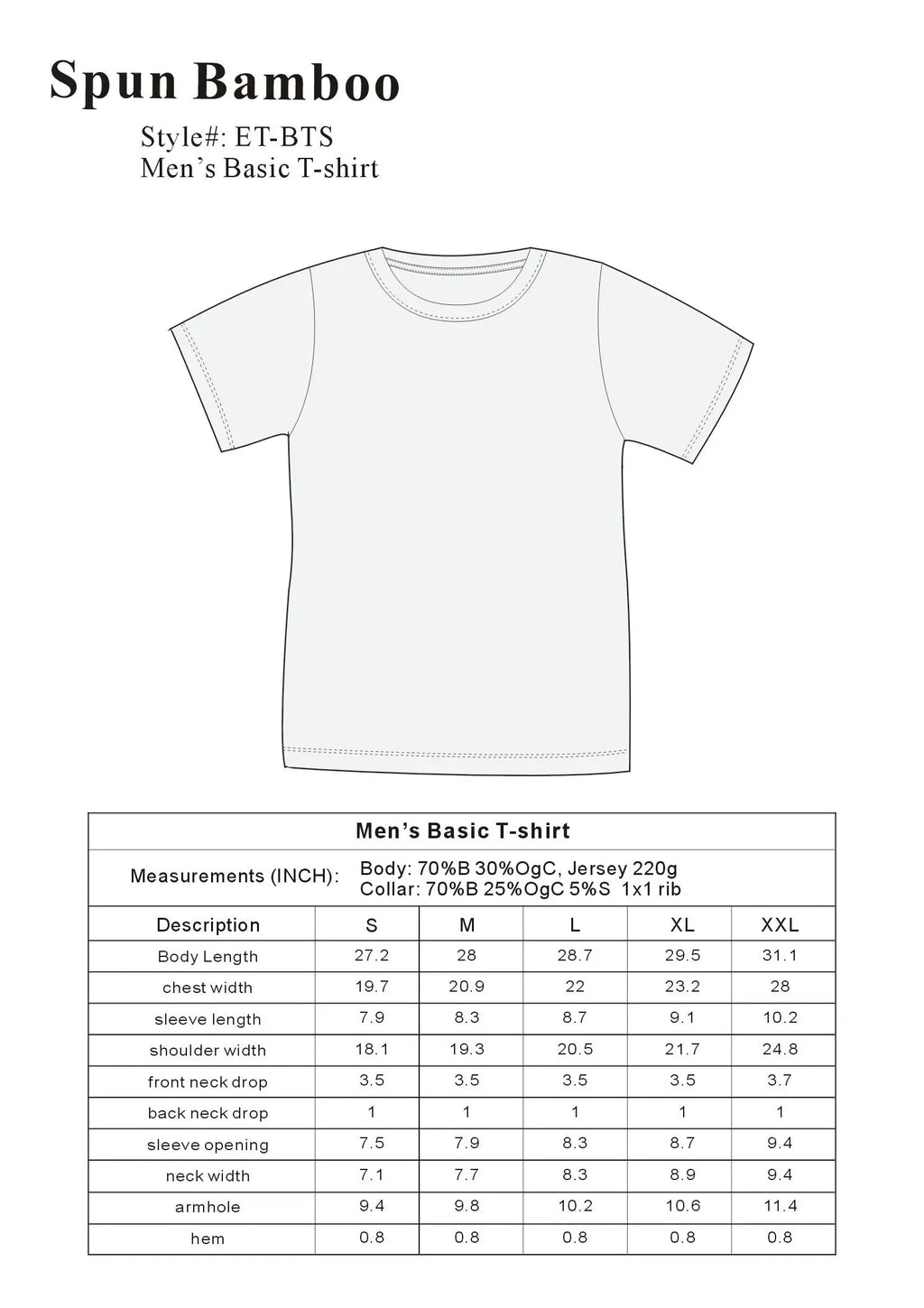 Men's Bamboo Viscose/Organic Cotton Pocket T-Shirt Spun Bamboo