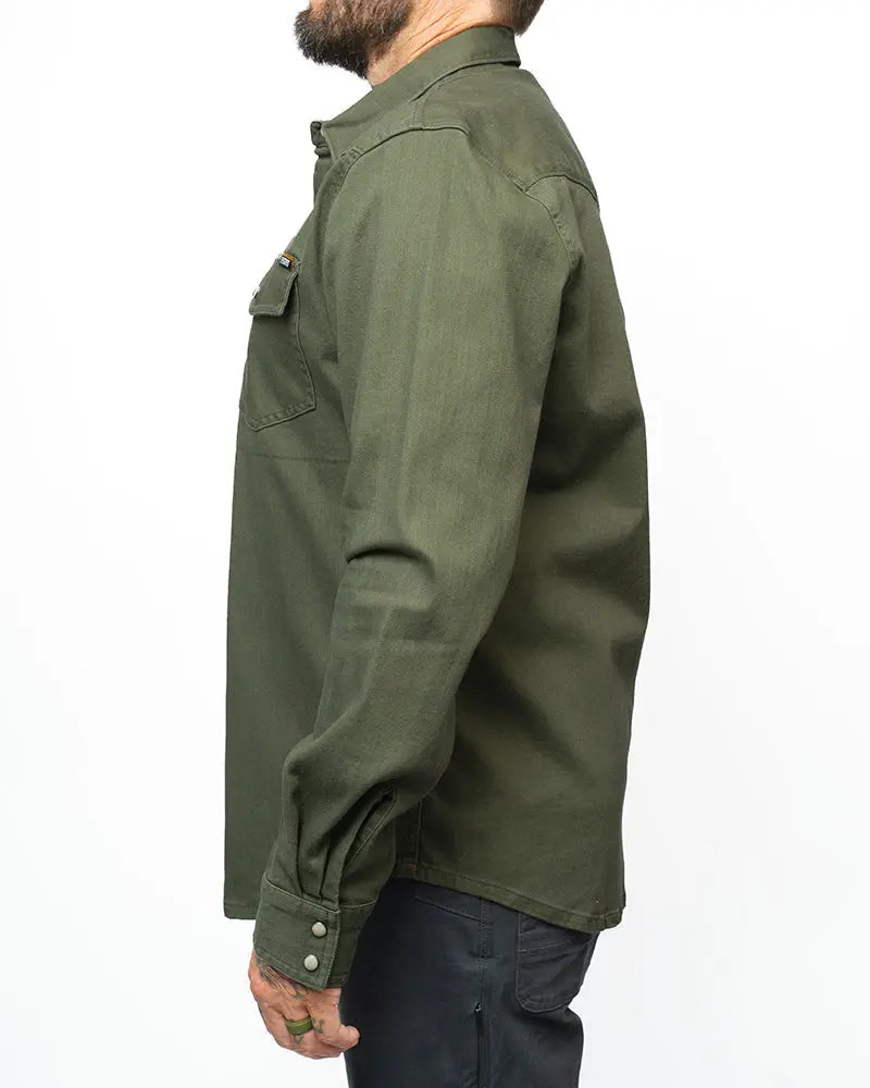Earl Denim Shirt - Dusty Olive Off The Grid Surplus