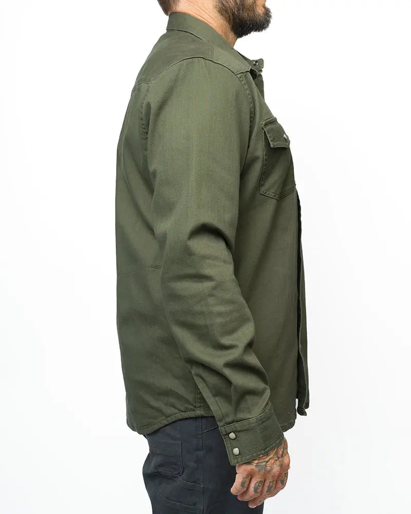 Earl Denim Shirt - Dusty Olive Off The Grid Surplus