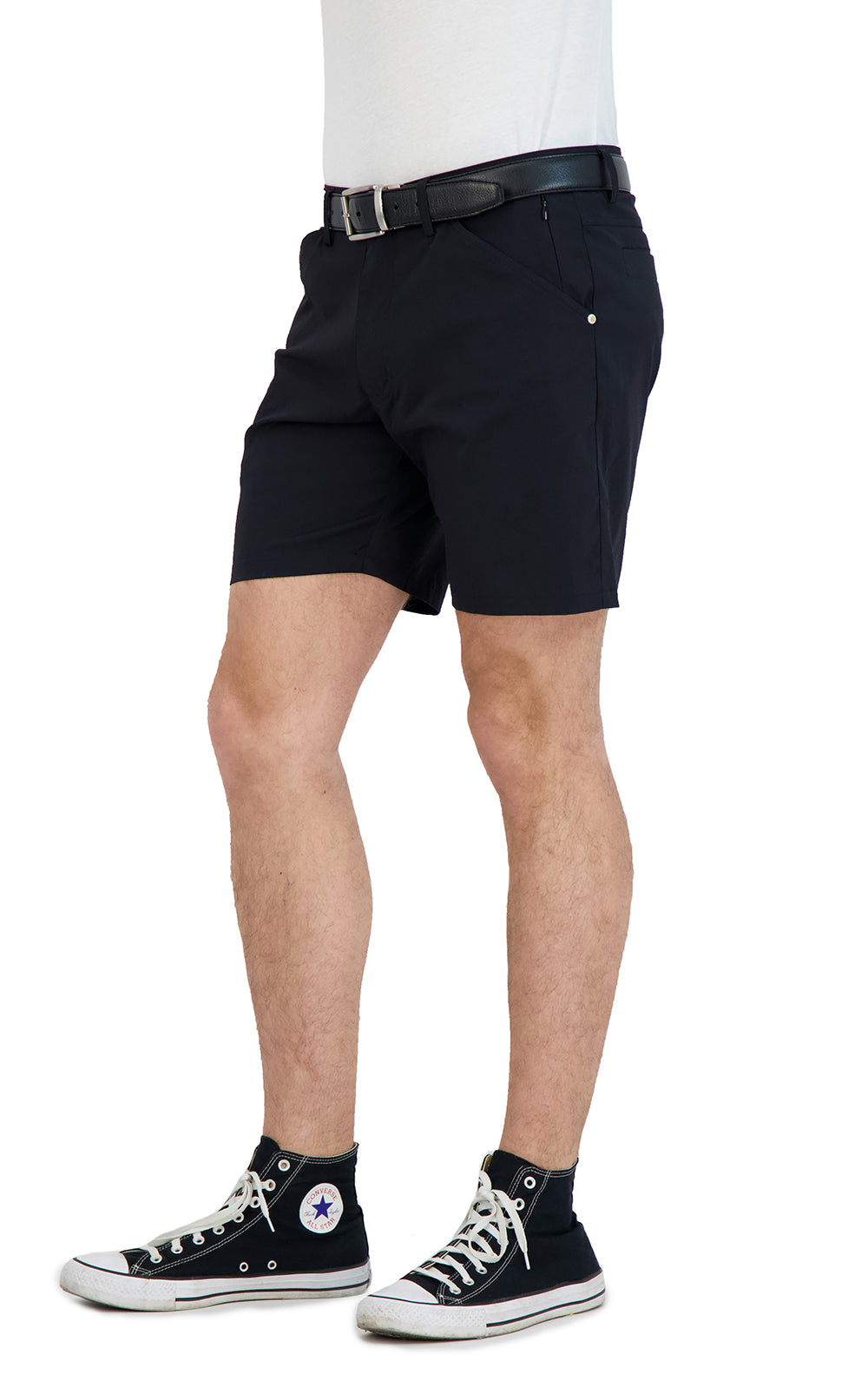 Everyday stretch shorts with built-in liner — black, business casual