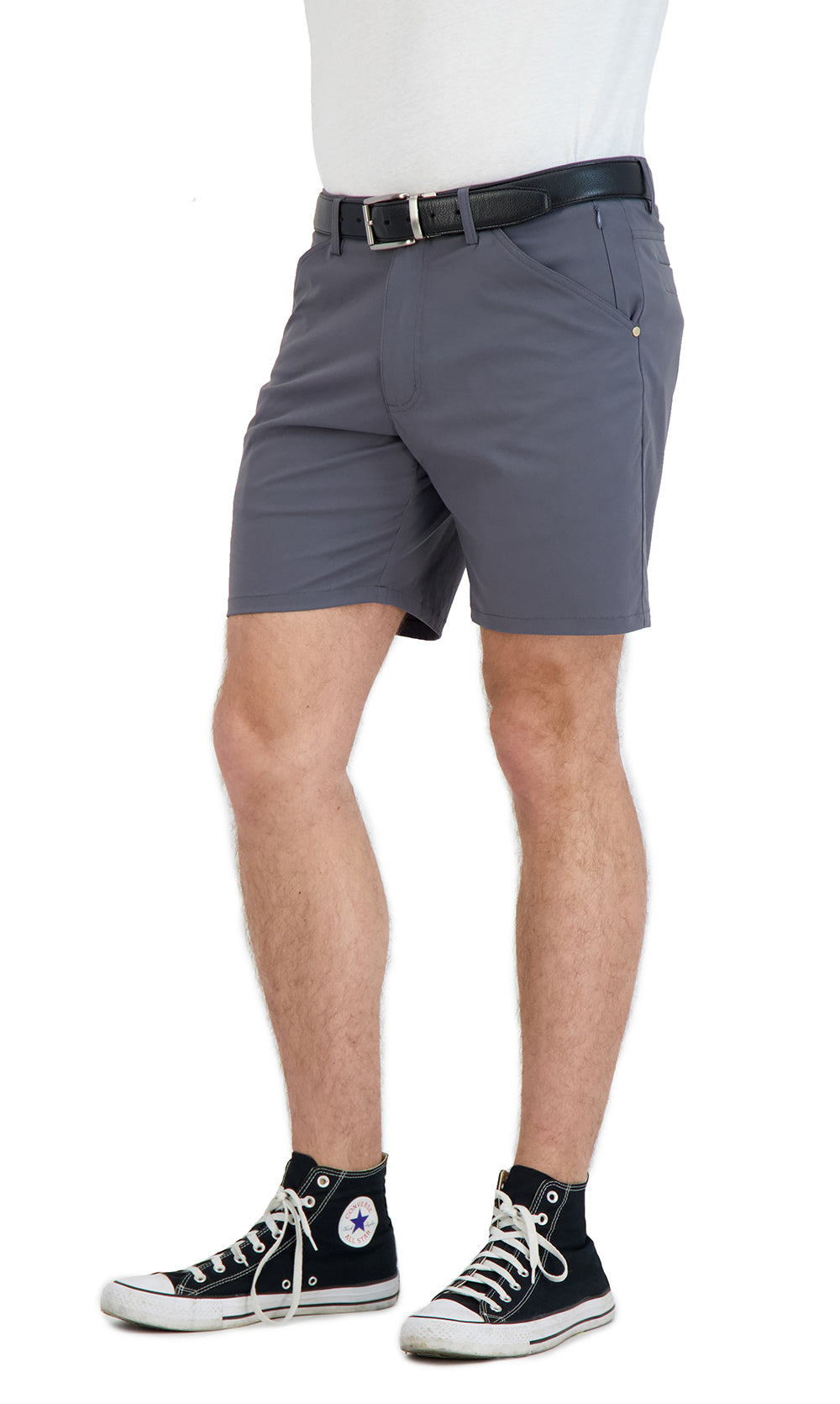 LEVINAS Everyday Stretch Shorts in grey, back view