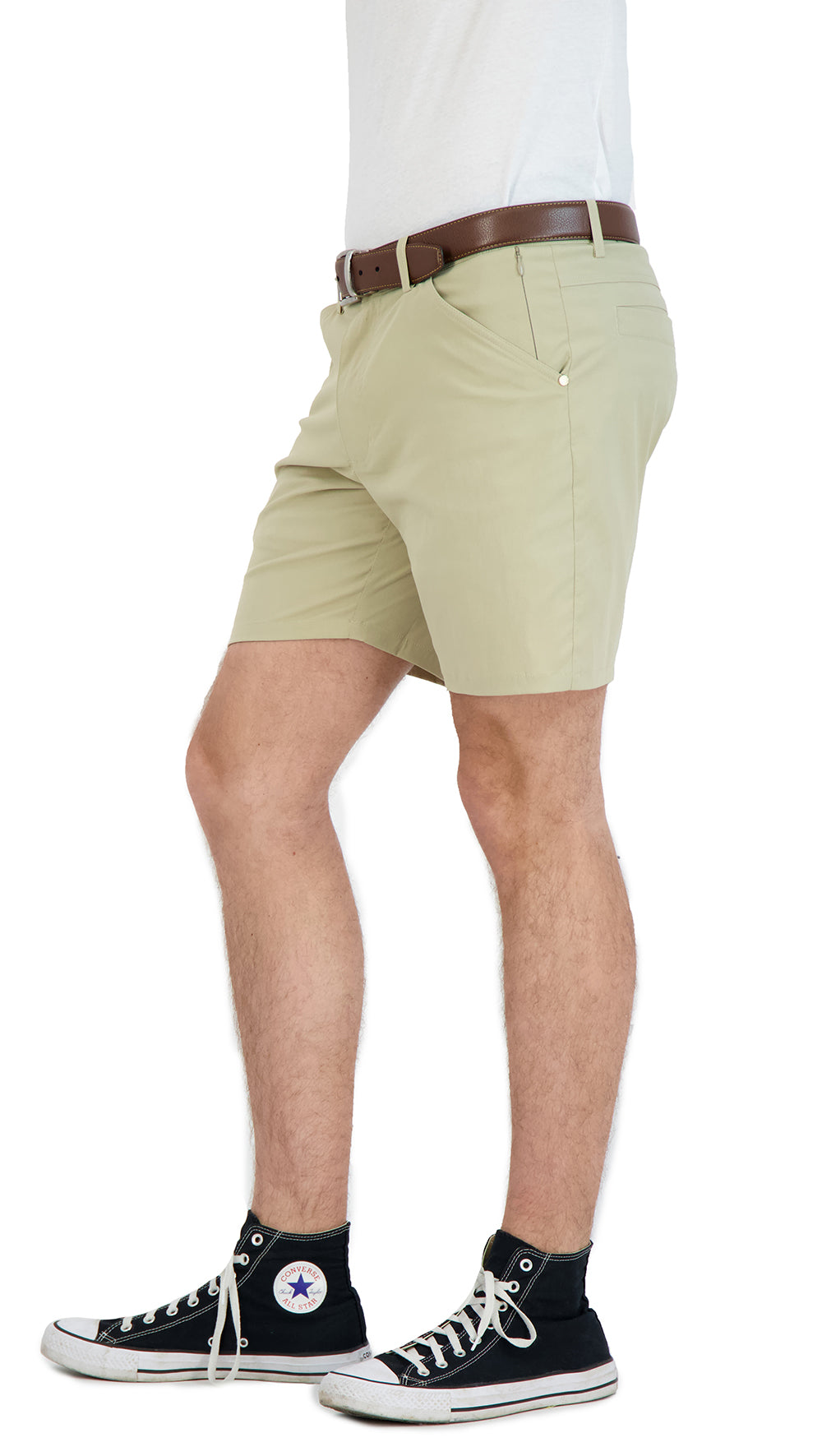 Everyday khaki shorts — side profile