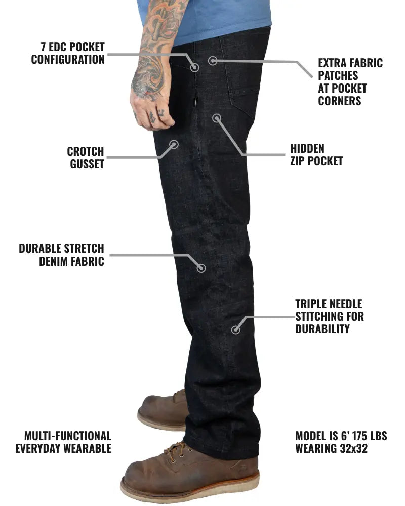 Hideout Denim Taper Fit Pants - Black Off The Grid Surplus