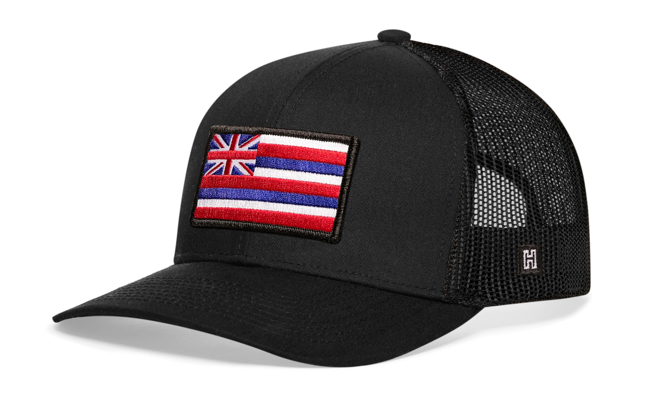 Hawaii Flag Trucker Hat  |  Black HI Snapback Haka Hat