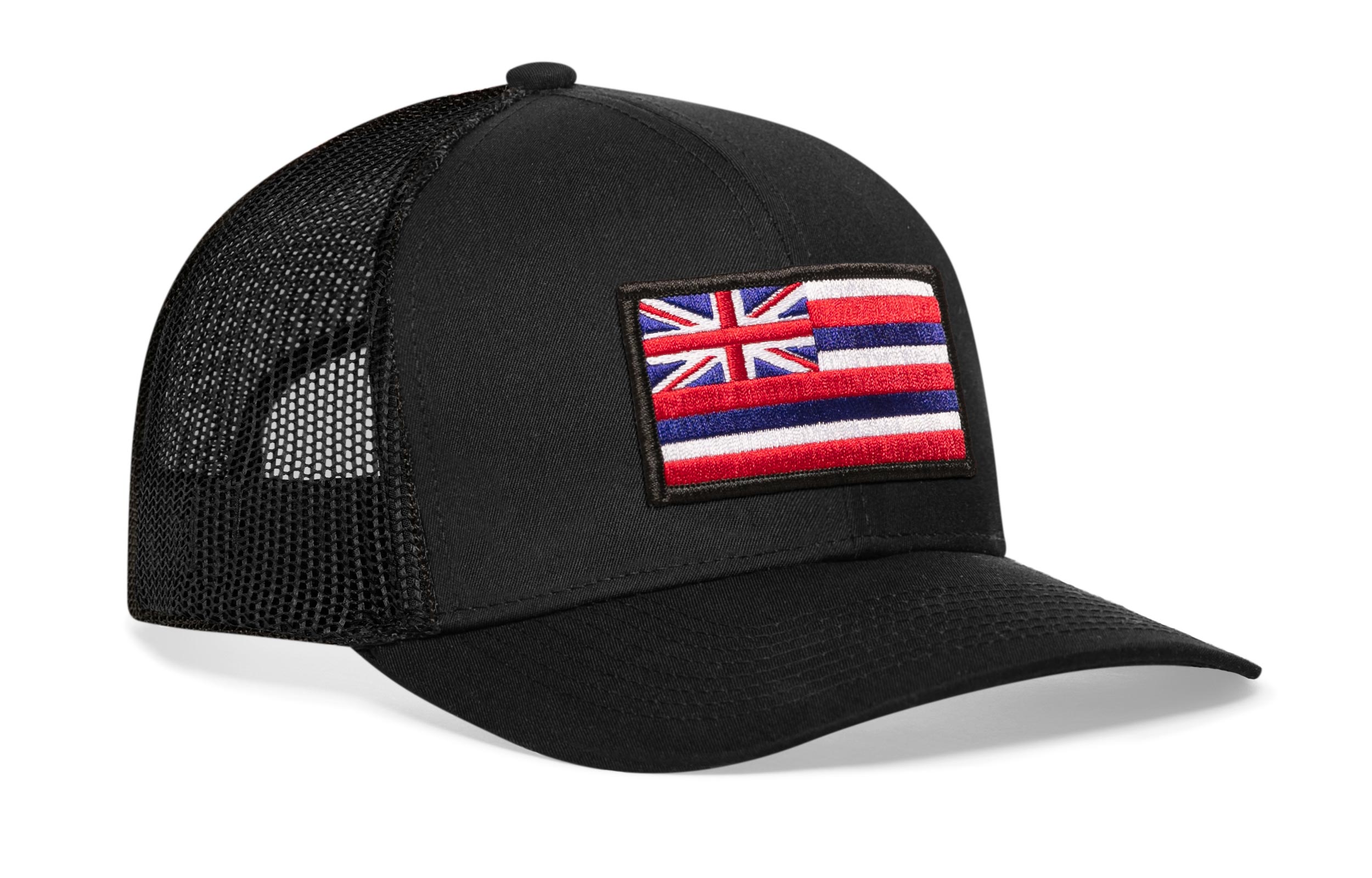 Hawaii Flag Trucker Hat  |  Black HI Snapback Haka Hat