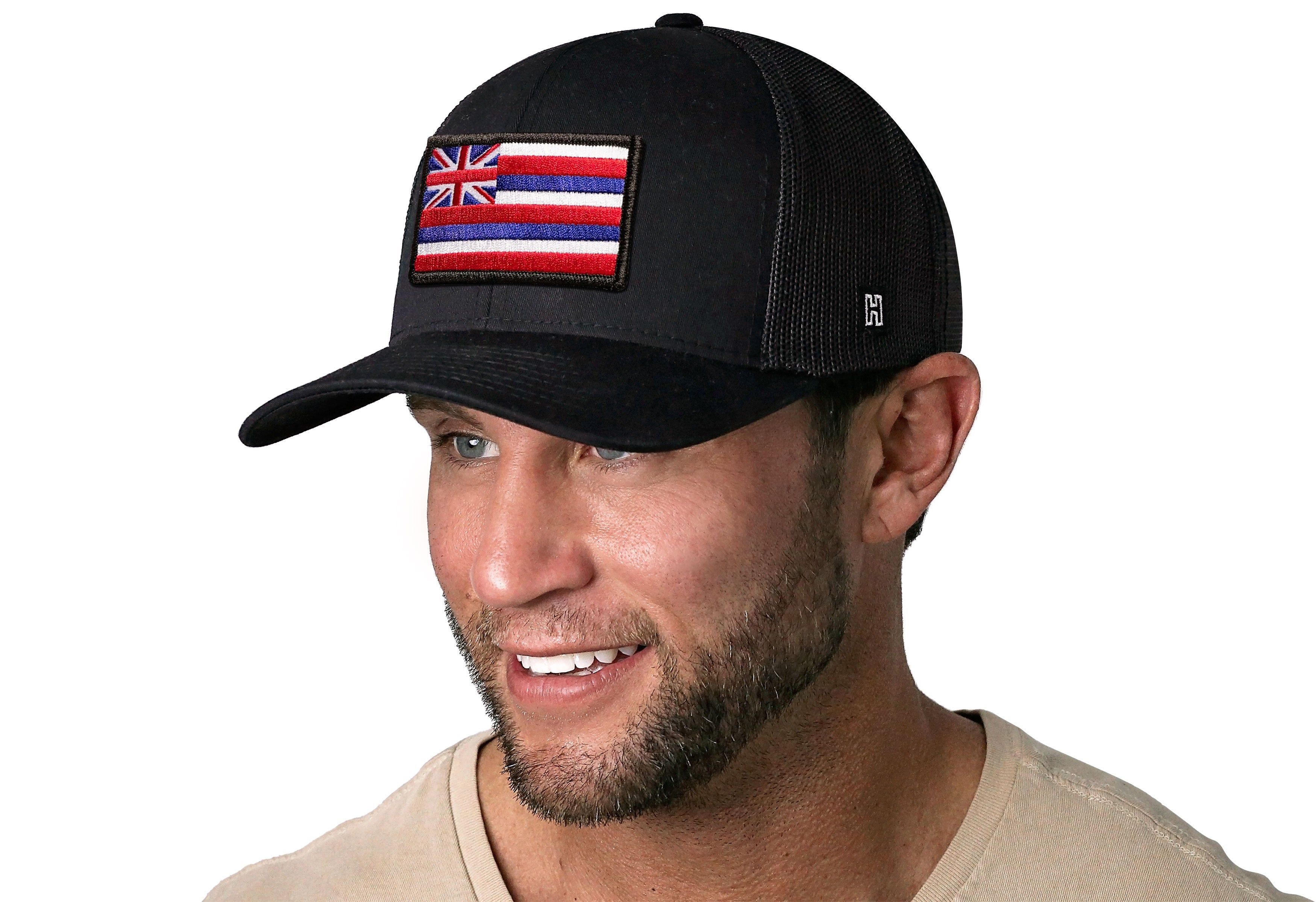 Hawaii Flag Trucker Hat  |  Black HI Snapback Haka Hat