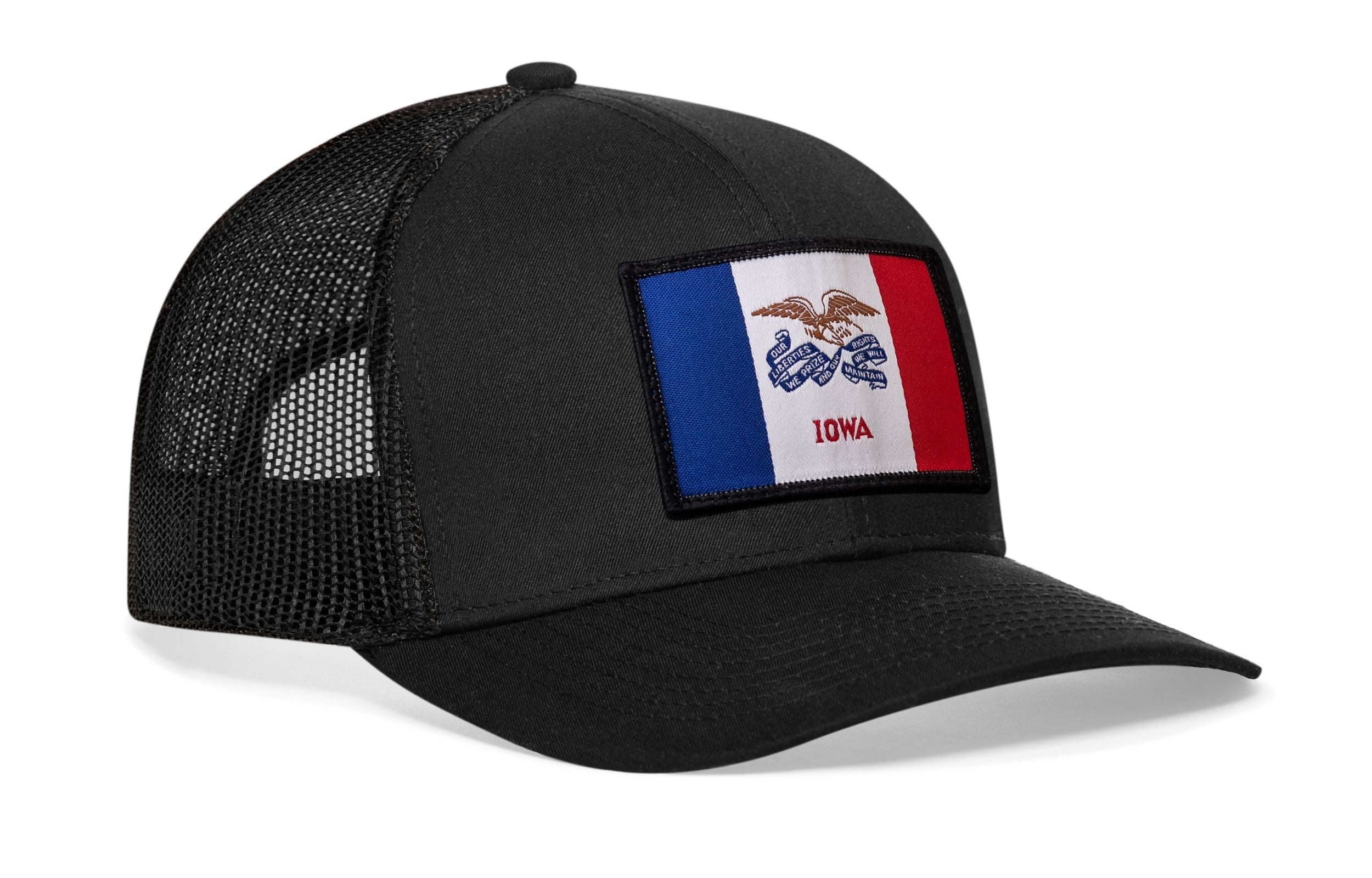 Iowa Flag Trucker Hat  |  Black Iowa Flag Snapback Haka Hat